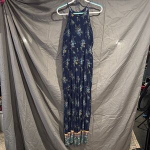 Navy Floral Halter Jumpsuit